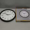 Bernhard Products Black Wall Clock Silent Non Ticking 12 Inch Quality Quartz Battery Operated Round Easy to Read Home/Office/Kitchen/Classroom/School Clocks