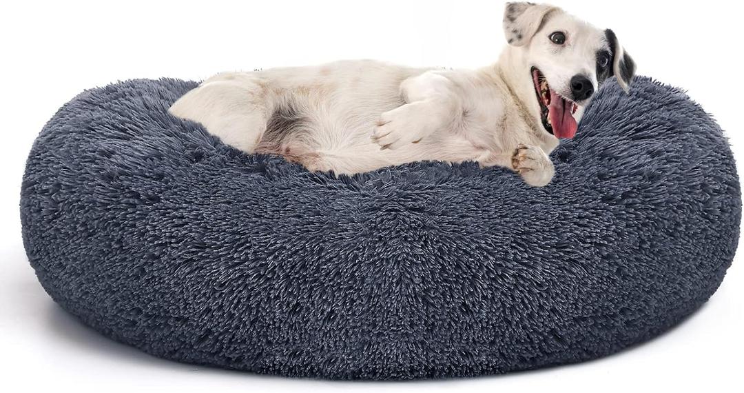 MIXJOY Orthopedic Dog Bed Comfortable Donut Cuddler Round Pet Beds Ultra Soft Washable Dog and Cat Cushion Bed (20''/23''/30'') (30'', Grey-Blue)
