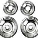 WB31M20 WB31M19 Stove Burner Drip Tray - Compatible with GE Hotpoint Series Cooktops - (2) 6" WB31M20 (2) 8" WB31M19 Set - 4 Pack (silver)