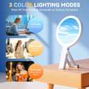 Auxmir Travel Makeup Mirror with Lights, Double Sided 30X/1X Lighted Magnifying Mirror, Portable Handheld Mirror with 3 Color Lighting & Adjustable Brightness, 3 in 1 Tabletop/Handheld/Hanging
