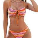 ZAFUL Women High Cut Bikini Sets String Sexy Swimsuit Two Piece Underwire Bathing Suit Brazilian Cheeky Cut Out Cute Swimwear - XL