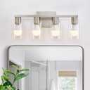 4 Light Bathroom Vanity Light Brushed Nickel Vanity Lights for Bathroom Modern 4-Lights Wall Sconce with Clear Glass Shade for Bedroom Living Room
