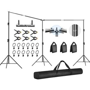 FUDESY 10x20ft Backdrop Stand Heavy Duty Adjustable Photography Background Support System with Angle Rotatable Connector, Spring Clamps, Sandbags, Ring Clips, Carry Bag for Photo Video Studio, Wedding