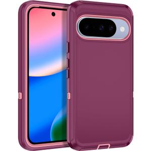 for Google Pixel 10 Pro Case/Pixel 10 Case Heavy Duty Protective Shockproof Dropproof 3-Layer Full Body Protection [Without Screen Protector] Tough Rugged Cover,Purple/Pink