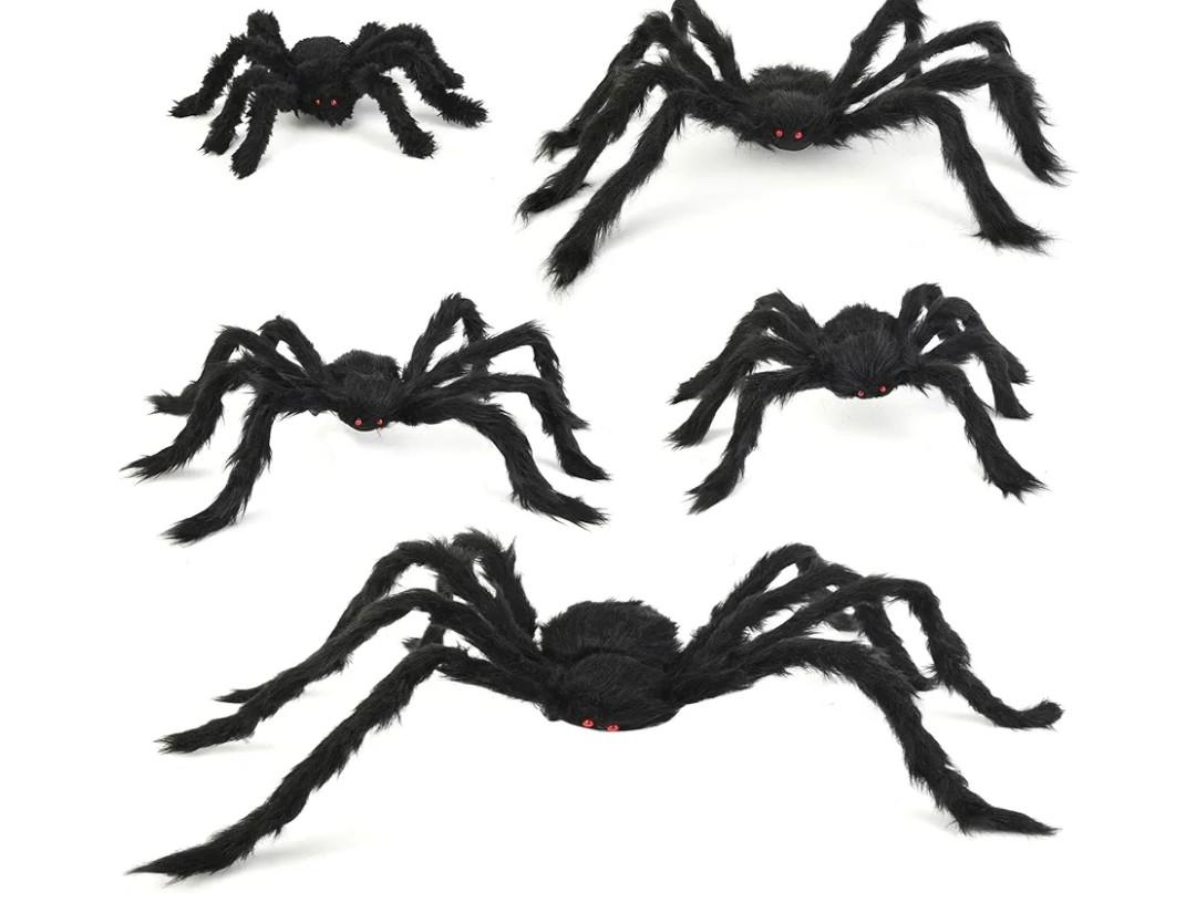 Fake Spiders Halloween Spider Decorations, 5 Pack Realistic Spider Set for Outdoor and Indoor, Black Posable Fake Spiders for Yard Porch Haunted House Party Scary Decor