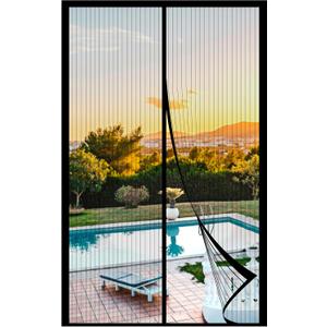 METAONLY Magnetic Screen Door Mesh Fits 30" x 80" Door - Curtain Size 32" x 82", Works for Patio, Sliding Door, Keeps Bug Mosquito Out, Fresh Air Flow, Black