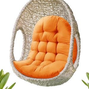 Thick Egg Chair Cushion Replacement, Button Tufted Outdoor Swing Chair Cushion with High Elasticity PP Cotton and Skin-Friendly Fabric, Hanging Cushion for Patio Porch Furniture (Only Cushion) (Orange)