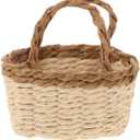 Totority Miniature Woven Basket for Dollhouse Realistic Handheld Prop for Home Decor Crafts and Photography Mini House Supplies Color