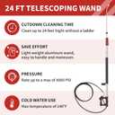 24 FT Gutter Cleaning Tools from The Ground - Telescoping Pressure Washer Wand - Gutter Cleaner Attachment with Power Washer Extension Wands, Brush, 7 Spray Nozzle Tips, 3 Hose Adapters, Support Belt