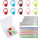 Pack of 2, 27pcs Sewing Knitting Needles Set, Including 8pcs Bent Tapestry Needle 10pcs Colorful Knitting Markers 9pcs Metal Blunt Yarn Needles in 3 Sizes for Hand Stitch DIY Crafts (with Plastic Case)