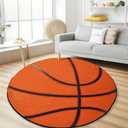 Vesocro Round Basketball Rug–4ft Soft Washable Sport Area Rugs with Non Slip Backing, Carpet for Bedroom, Living Room, and Basketball Room Decor