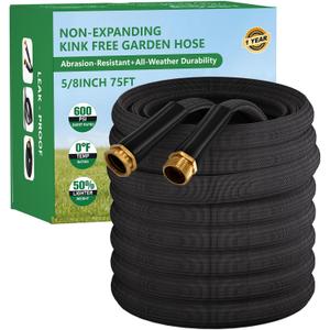 Garden Hose 75FT, Non-Expanding Water Hose Ultra Lightweight, Kink-Free, Burst-Resistant, Lead-Free, Durable & Flexible High-Pressure Hose for Yard, Lawn, Outdoor, Car Washing