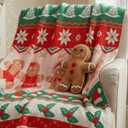 Newwiee Christmas Throw Blanket 50" x 60" Soft Knit Throw Blanket for Bed Couch Sofa Living Room, Travel Lightweight Warm Decorative Holiday Theme Home Christmas Decor Gift (Gingerbread Man)