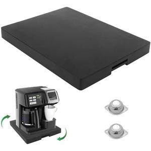 Sliding Tray for Coffee Maker - Appliance Slider 360 Rolling Tray With Wheels & Brake for Kitchen Countertop, Sliding Pull Out Mat for Ninja Air Fryer Coffee Pot Under the Cabinet (12"W 16"D) Black