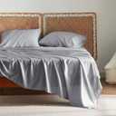 Bedsure California King Sheet Sets, Cooling Sheets, Rayon Derived from Bamboo, Breathable & Soft, Deep Pocket Up to 16 Inches, Hotel Luxury Silky Bedding for Hot Sleepers, Silver Grey