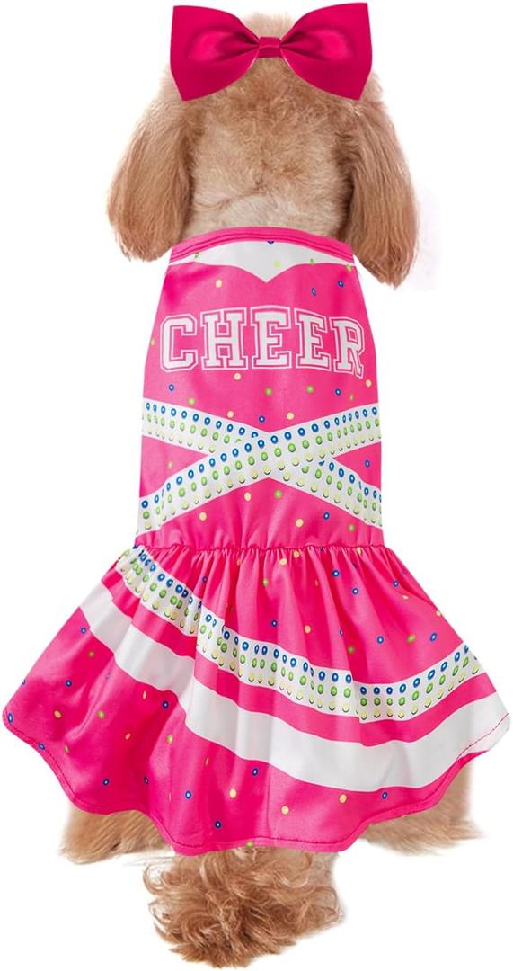 Cheerleader Dog Costume Halloween Cheer Pet Dog Dress Outfits (Pink L)