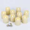 DRomance Flameless Votive Candles with 6 Hour Timer, Battery Operated Ivory LED Flickering Small Pillar Tealight Candles Bulk 1.5" D x 2" H Set of 10 Warm Light Indoor Wedding Christmas Holiday Decor