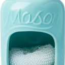 Comfify Ceramic Kitchen Sponge Holder - Farmhouse Style Sink Caddy - Mason Jar Decorative Kitchen Accessory - Country Rustic Sink Decor - Includes Free Sponge - Aqua Blue