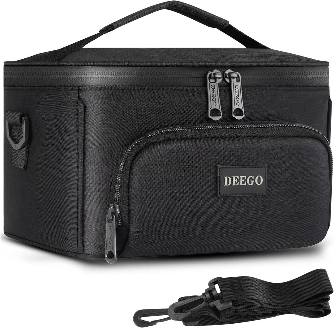 DEEGO Smell Proof Bag, Compact Smell Proof Container Stash Box Case Enduring Odorless Storage Bags with Detachable Shoulder Strap Removable Dividers for Men (Black)