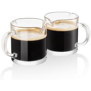 Ackers Shot Glasses Espresso Parts 4.5OZ Double Spouts Milk Cup Clear Glass (Pack of 2)