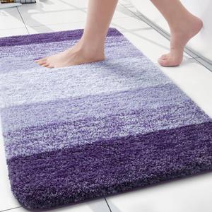 Arotive Microfiber Bathroom Rugs, Shaggy Soft and Absorbent Bath Rug, Non-Slip, Thick Plush Machine Washable Dry Bath Mats for Bathroom, Tub and Shower, 24x16, Dark Purple, Rectangular