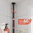 YASONIC Corner Shower Caddy Tension Pole, 25.7-109.1in Adjustable Shower Shelves, Rust-Resistant Shower Organizer, No-Drill 3-Step Installation, Bathroom Shelves for Renters & Family, Black