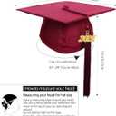 4 x Newrara Graduation Unisex Matte Adult Graduation Cap with Tassel (Maroon)