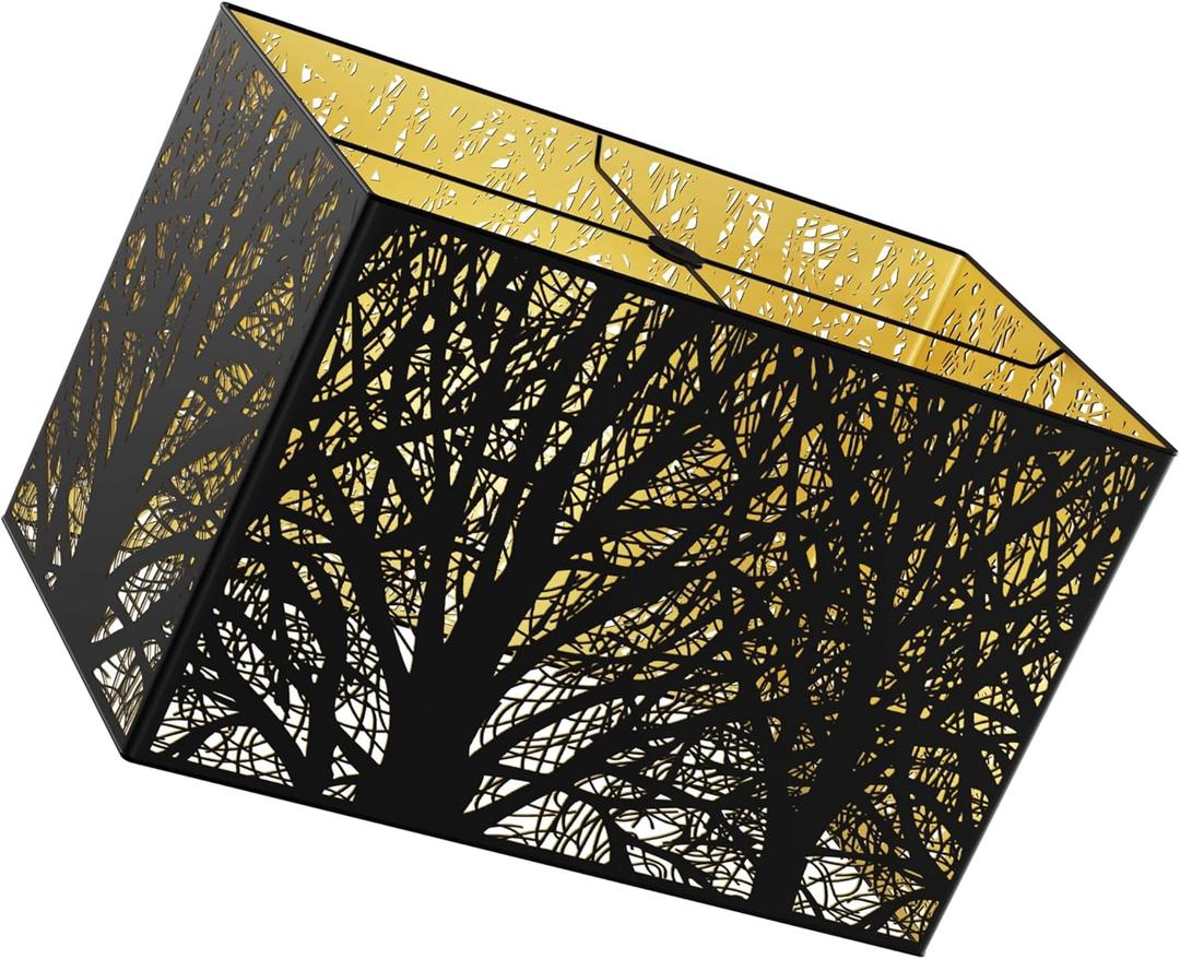 Metal Large Rectangular Lampshade (8+14)" Top X (8+14)" Bottom X 9" High Forest Lamp Shade Fits For Table Lamps Floor Lamps Replacement Spider Fitter