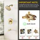 2 x Shower Tub Faucet Sets Complete with Diverter, 5 Spray Settings, 6-Inch Bathtub Waterfall Handle Combo, 2.5 GPM High-Pressure Rain Shower Head System, Brushed Gold