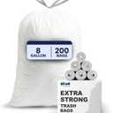 Plasticplace 8 Gallon Trash Bags -White Drawstring Garbage Can Liners - 200 Count - Leak-Resistant and Tear-Proof for Kitchen, Bathroom, Office, and Small Trash Cans 0.7 Mil