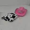 Haysandy 3 Pcs Cowgirl Costume Set Include Cow Print Pants Cowgirl Pink Hat, Bandanna for Halloween Party S