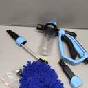 Car Wash Foam Gun for Garden Hose, Foam Cannon Car Wash Kit with Microfiber Wash Mitt, High Pressure Nozzle & 3 Spray Modes, Hose Foam Blaster for Cars, Trucks, RV, Motorcycle Cleaning - Blue