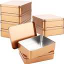 ZOFORTY 8 Pcs Metal Tin Box 6x 4.3x 1.6Rectangular Empty Tin Box Containers with Lids Tinplate Containers for Beads Jewelry Storage Home Organizer, Gifts, Crafts Storage, Gold