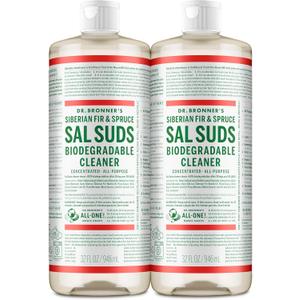 Dr. Bronner's Sal Suds Biodegradable Cleaner (32 Ounce, 2-Pack)  All-Purpose Mop Detergent for Floors, Kitchen & Bathroom, Multi-Surface Household Concentrate, Dish Degreaser & Laundry Use