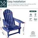 Adirondack Chair with Cup Holder,Tool-Free Assembly,No Screws Needed,All-Weather HDPE Plastic Outdoor Patio Chair,Wood-Grain Slatted Look,Easy to Take Apart for Storage,Fire Pit Chairs（Navy blue）