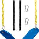 Decorlife Outdoor Swings Seats with 66" Rust-Resistant Heavy Duty Chain, Playground Swing Set Accessories Replacement Anti-Slip Seats, Backyard Swing Support 330lb for Kids or Adults (Blue)