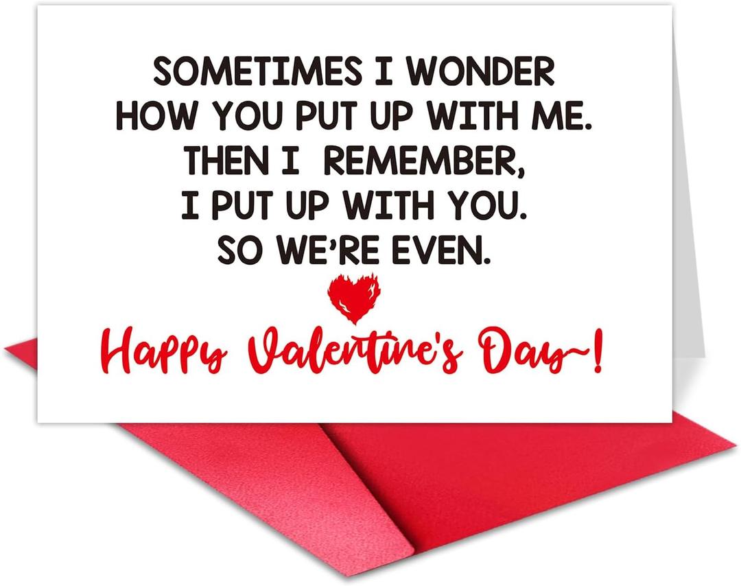 2 x TQDaiker Valentine's Day Card for Husband or Wife, Funny Marriage Quote, Heart Design Happy Valentine's Day Greeting Card,Envelope Included.