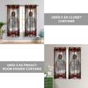 Christmas Doorway Curtain Garlands Wreaths Stars Christmas Ball Room Darkening Blackout Curtain for Kids Boys Girls Teens Room Decor, 1 Panel 34" W X 80" L