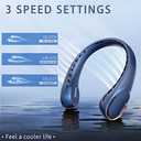 Neck Fan, USB Rechargeable Personal Fan, 4000 mAh Battery Operated, 3 Speeds Adjustable, Faster Cooling, Ultra Quiet, Suitable for Home, Office, Travel, Sports (Blue)