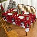 Horaldaily Christmas Tablecloth 60×84 Inch, Snowman Red Washable Table Cover for Party Picnic Dinner Decor