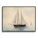 BZBIUI Vintage Sailboat Wall Art Canvas, Coastal Decor Picture Painting for Beach House, Nautical Seascape Framed Prints for Living Room Bedroom Bathroom (16"x24")