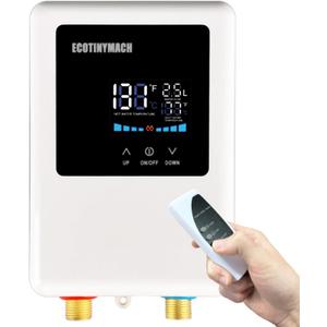 Tankless Water Heater Electric 110V, 5000W Instant Water Heater Under Sink, Conversion Between Fahrenheit and Celsius, Remote Control