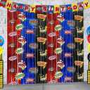Hero Birthday Party Backdrops Decorations, 2 Pcs Red Blue Black Tinsel Foil Fringe Curtain Streamers Photo Booth Background for Hero Themed Party Decorations Supplies