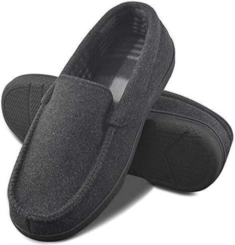 DL Men's Memory Foam Moccasin Slippers Breathable Moccasin Slippers Micro Wool House Shoes Anti-Slip Sole Indoor Outdoor size 12