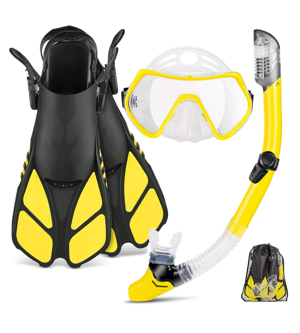 Brand: ZEEPORTE
4.3
4.3 out of 5 stars
(228)
ZEEPORTE Mask Fin Snorkel Set with Adult Snorkeling Gear, Panoramic View Diving Mask, Trek Fin, Dry Top Snorkel +Travel Bags, Snorkel for Lap Swimming