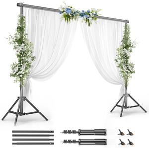 BEIYANG 10x10FT Backdrop Stand, Background Support Kit for Photography, 2 Adjustable Backdrop Supports, 4 Crossbars, 4 Clamps, and Carrying Bag for Photo Video Stutio, Parties Decoration