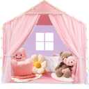 Kids Play Tents Indoor Outdoor Toddler Tent Kids Playhouse Tent Large Teepee Castle (Pink)