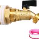 Brass Rain Barrel Spigot Kit with 3/4" GHT, Quarter Turn Ball Valve & Bulkhead Fitting - Ideal for Garden Hose Connection, Rainwater Collection in Tanks, 55 Gallon Buckets