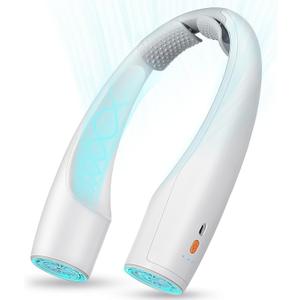 AI Neck Fan, 4 Speeds Adjustable Portable Personal Fan Rechargeable, 4000 mAh Battery Faster Cooling Wearable Fan, Ultra Quiet for Home, Office, Travel, Outdoor (White)