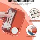 Bento box adult work lunch box, adult container, with 4 compartments, lunch container with cutlery ( knife, fork, spoon, sauce box), animal fruit fork, microwave and dishwasher safe, Orange Blue